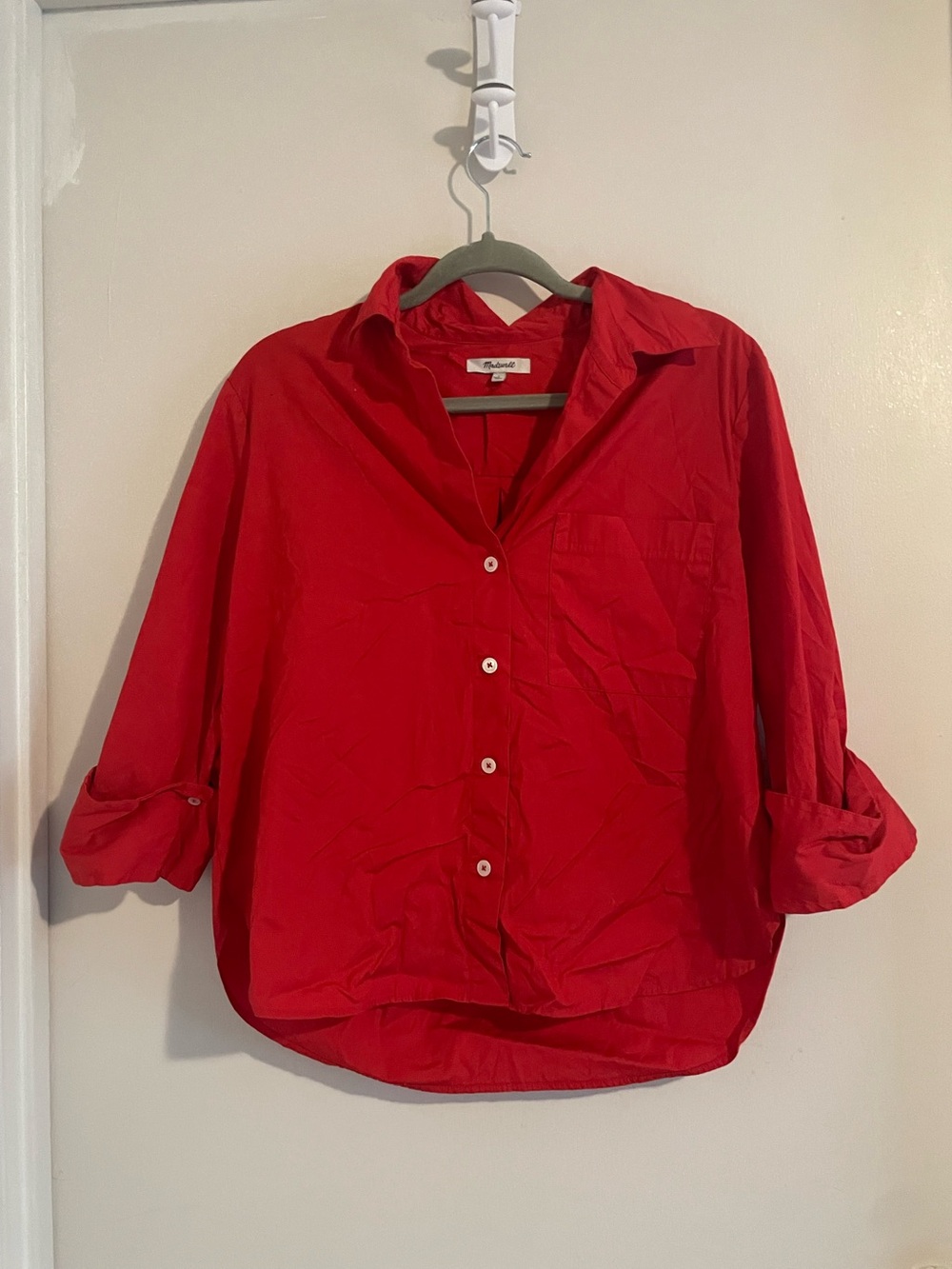 Madewell Red Button-Up Shirt EUC, Size Small